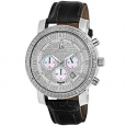 Joshua & Sons Men's Diamond Chronograph Leather-Strap Watch