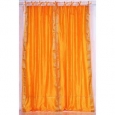 Pumpkin Tie Top Sheer Sari Curtain / Drape / Panel - Pair