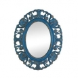 Antique-Style Blue Oval Wall Mirror
