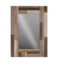 Wood Square Mirror with Parquet Design Frame - Brown
