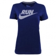 New Nike Women's Run Swoosh Tee Blue XL T-Shirt