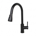 Stainless Steel Matte Black Finish Pull Out Sprayer Solid Brass Kitchen / Island / Bar Faucet