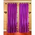 Violet Red Ring Top Sheer Sari Curtain / Drape / Panel - Piece