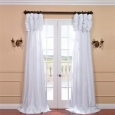 Exclusive Fabrics Ruched Header Solid Color Faux Silk Taffeta 96-inch Curtain Panel