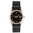 Pre-Owned Rolex Men's Black Roman Dial Black Strap Datejust Watch