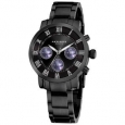 Akribos XXIV Women's Black Quartz Chronograph Stainless Steel Bracelet Watch