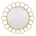 Three Hands Gold-colored Round Link Metal Wall Mirror (As Is Item)