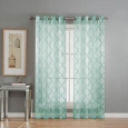 Window Elements Lattice Cotton and Polyester 84-inch Burnout Sheer Curtains (Set of 2) - 76 x 84