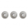 Set of 3 Cascading Angular Orbs Matte Pewter Gray Decorative Round Mirrors 9.5