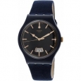 Swatch Cent Bleu SUON400 Blue Leather Swiss Quartz Fashion Watch