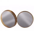 Tarnished Metal Round Wall Mirror Set of Two- Copper