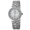 Burgi Women Quartz Dial Swarovski Accented Bezel Silver-Tone Bracelet Watch - Silver