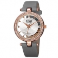 Burgi Women's Quartz Diamond Satin Grey Strap Watch