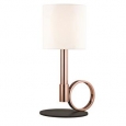Mitzi by Hudson Valley Tink 1-light Polished Copper Table Lamp with Black Accents, Faux Silk Shade