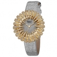 Burgi Women's Holiday-Style Quartz Sparkling Leather Gold-Tone Strap Watch - Gold