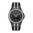 Bulova Men's 98B251 Swarovski Crystal Elements Black Stainless Bracelet Watch