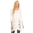 Women's Solid Rayon and Spandex Lace-trim Tunic