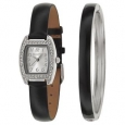Valletta Women's 'Crystal' Synthetic Leather Strap Stainless Steel Quartz Watch
