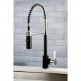 Black & Chrome Modern Spiral Pulldown Kitchen Faucet