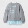 Girls' Long Sleeve Tunic Sweatshirt - Cat & Jack Gray/aqua L