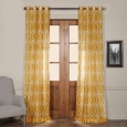 Exclusive Fabrics Tava Yellow Printed Sheer Grommet Top Curtain Panel