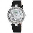 Akribos XXIV Women's Quartz Diamond Crystal Black Strap Watch
