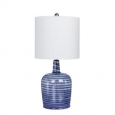 Fangio Lighting's 5148GRY 27 in. Bedrock Striped Jug Glass Table Lamp in a Gray & White Striped Finish