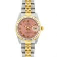 Pre-Owned Rolex Midsize Datejust 31mm Two-tone Salmon (Pink) Roman Dial Watch Model 68273