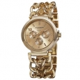 Akribos XXIV Women's Quartz Diamond Dial Chain Link Gold-Tone Bracelet Watch