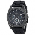 Fossil Men's FS4487 Machine Chronograph Black Dial Watch with Black Silicone Strap