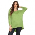 Women's Dolman Solid-color Rayon and Spandex Top