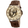 August Steiner Men's Quartz Kennedy Half Dollar Coin Leather Gold-Tone Strap Watch