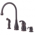 Pfister Treviso Tuscan Bronze Single Handle Kitchen Faucet with Soap Dispenser and Sidespray