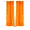 Pumpkin Hand Crafted Grommet Top Sheer Sari Curtain Panel -Piece