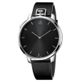Calvin Klein Men's Leather Stainless Steel Black Swiss Quartz Watch