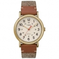 Timex Unisex TW2R42100 Weekender Tan/Brown/Cream Fabric/Leather Strap Watch