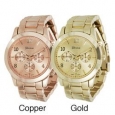 Geneva Platinum Men's Chronograph-Style Copper/Gold Link Watch