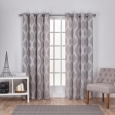ATI Home Montrose Ogee Geometric Textured Linen Jacquard Grommet Top Window Curtain Panel Pair