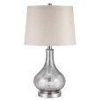 Catalina 19560-001 Brushed-glass 24-inch 3-way Mercury Gourd Table Lamp with Beige Linen Drum Shade and Bulb