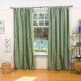 Olive Green Tab Top Velvet Curtain / Drape / Panel - Piece