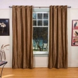 Taupe Ring / Grommet Top Velvet Curtain / Drape / Panel - Piece