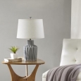 Urban Habitat Dollis Grey Table Lamp with Natural Cone Shaped Shade