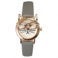 Olivia Pratt Women's 'Cat in Glasses' Leather Watch