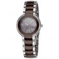 Burgi Women's Diamond Brown Ceramic Bracelet Watch - Two-Tone/Silver
