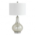 Caressa Antique Mercury Glass, Silver, and White Linen Table Lamp