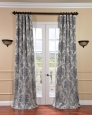 Exclusive Fabrics Magdelena Silver/ Blue Faux Silk Jacquard Curtain Panel