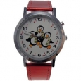 Women's Shiny Red Faux Leather Band Musical Christmas Watch