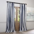Exclusive Fabrics Cabana Navy Stripe Cotton Curtain Panel 96