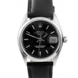 Pre-owned Rolex Men's 1500 Date Black Leather and Stainless Steel Watch