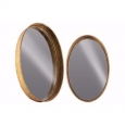 Tarnished Look Metal Oval Wall Mirror Set of Two- Copper